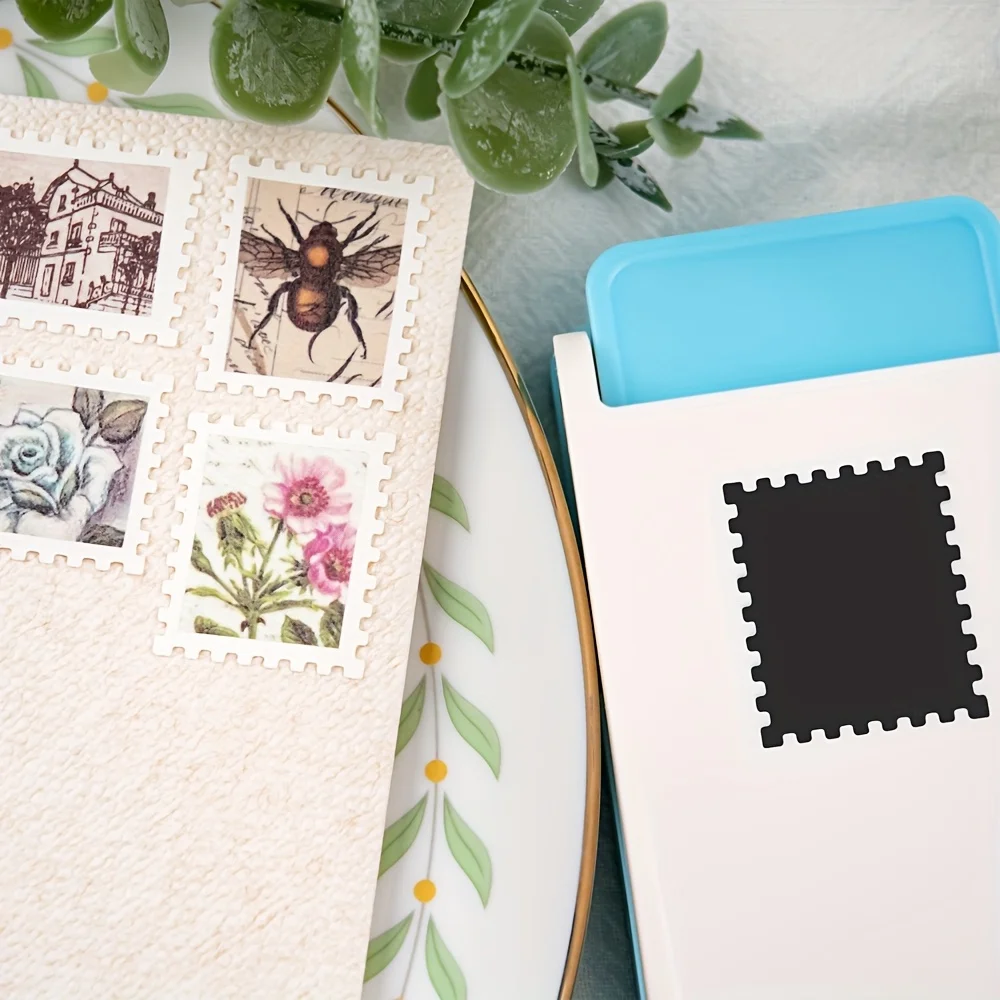 Vintage Stamp Paper Punch DIY Scrapbooking Journal Card Making Tool Square Stamp Edge Cutter for Paper Art Decor Projects