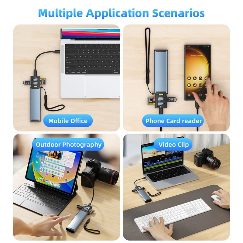 13 In 1Multifunctional Card Adapter Sd/Tf3.0 High-Speed Typec Aluminum Portable Storage Card Reader For PC Computer