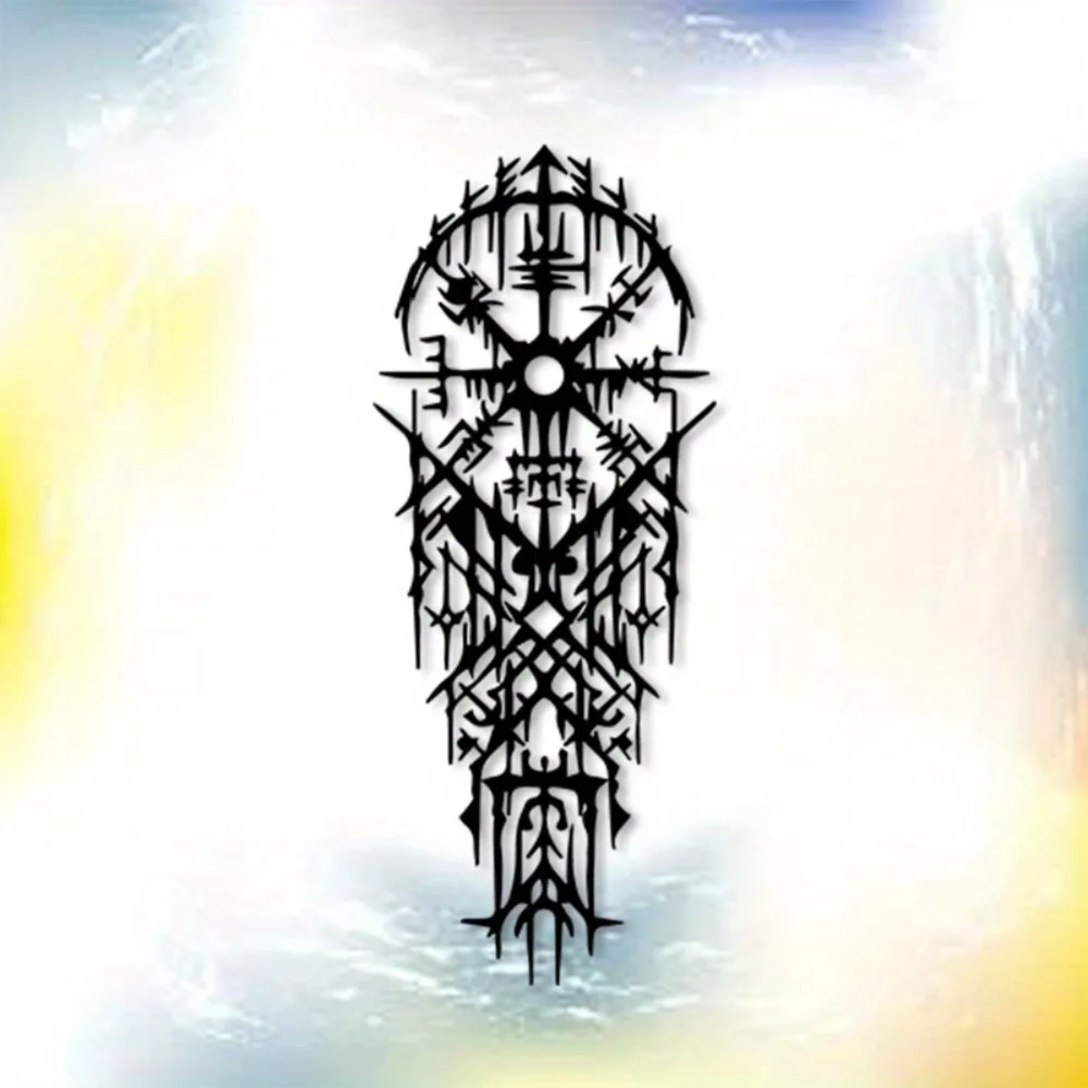 CIFBUY Viking Rune Compass Metal Wall Art Nordic Nautical Map Decor Weathered Iron Gift For Living Room Office Home Decor