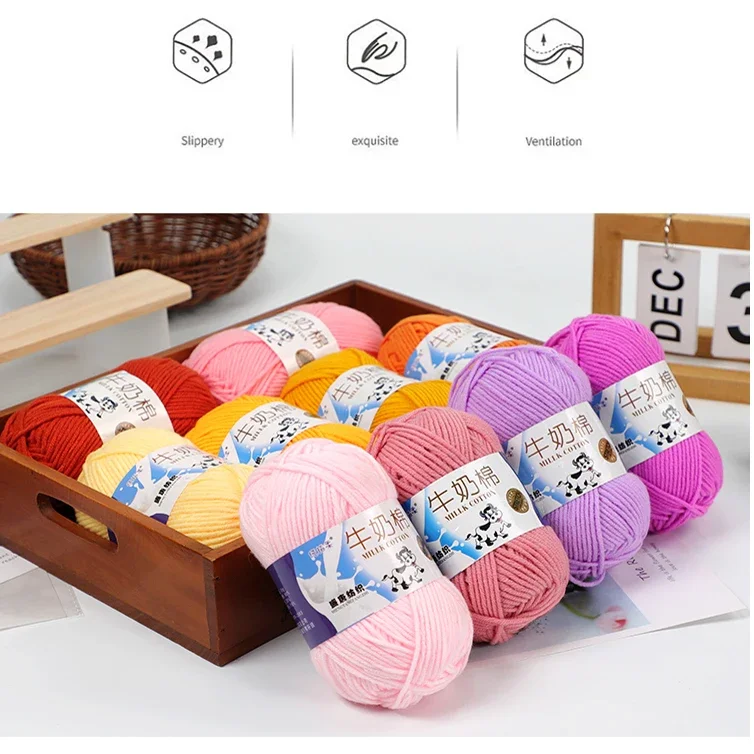 2Pcs total 100g Crochet and Knitting Milk Cotton yarn Knit line Crocheting Sweater Hat Dolls bag blanket Sewing tufting threads