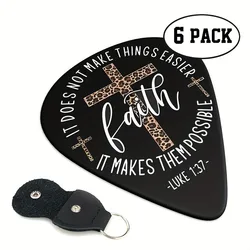 6 Pcs Original Sound Guitar Picks, Double-Sided Printed Ukulele Guitar Finger Shrapnel, Keychain Holster, Gift For Music Lovers