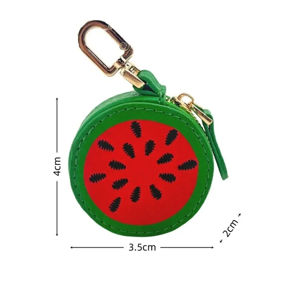 Nuevo monedero redondo de cuero PU con forma de fruta, bonito llavero, tamaño Mini, bolso para auriculares, bolso colgante, bolso, dije