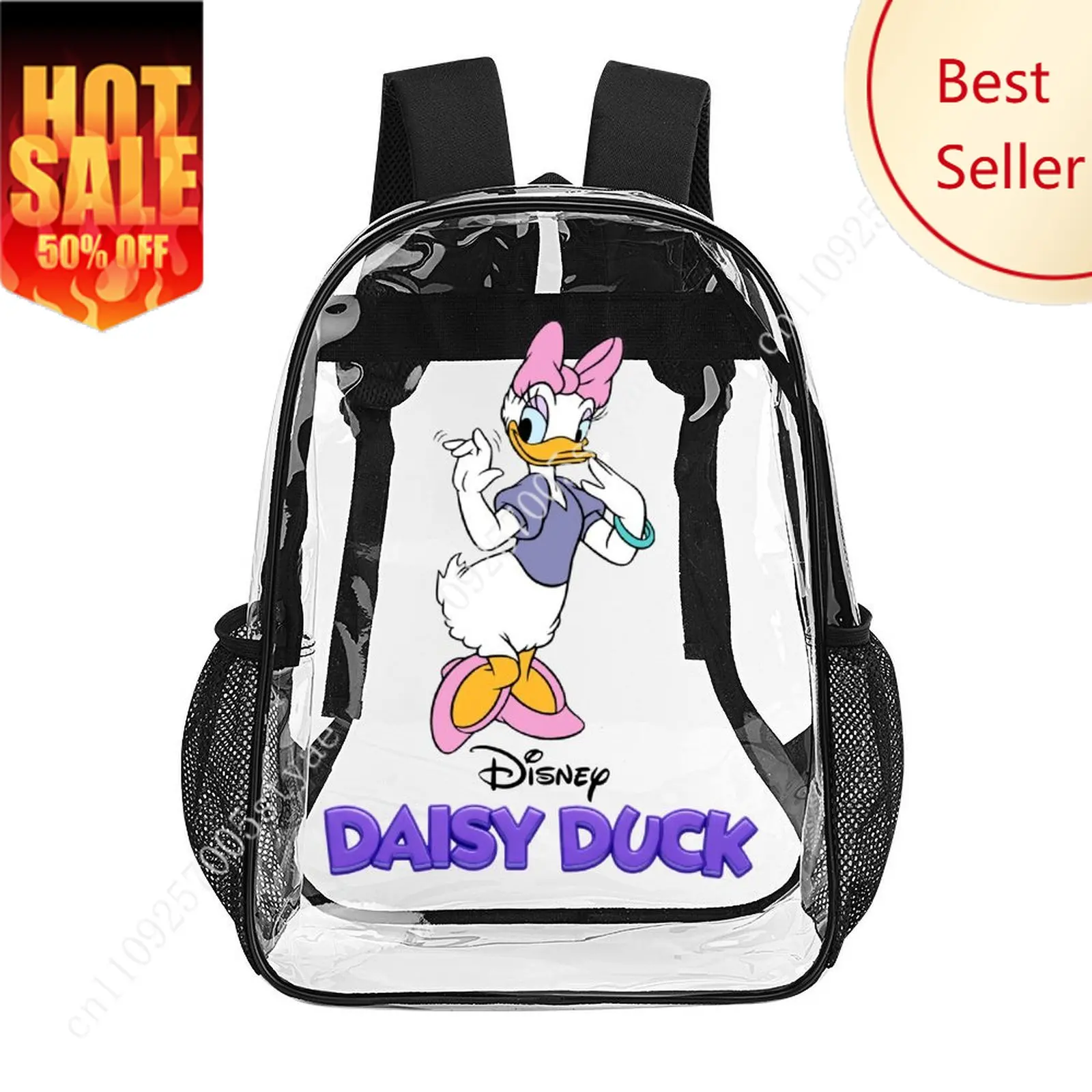 

Daisy Duck Transparent Backpack Disney Cartoon Decorative Bag Design Your Photos Logos Text Customized Party Holiday Gifts