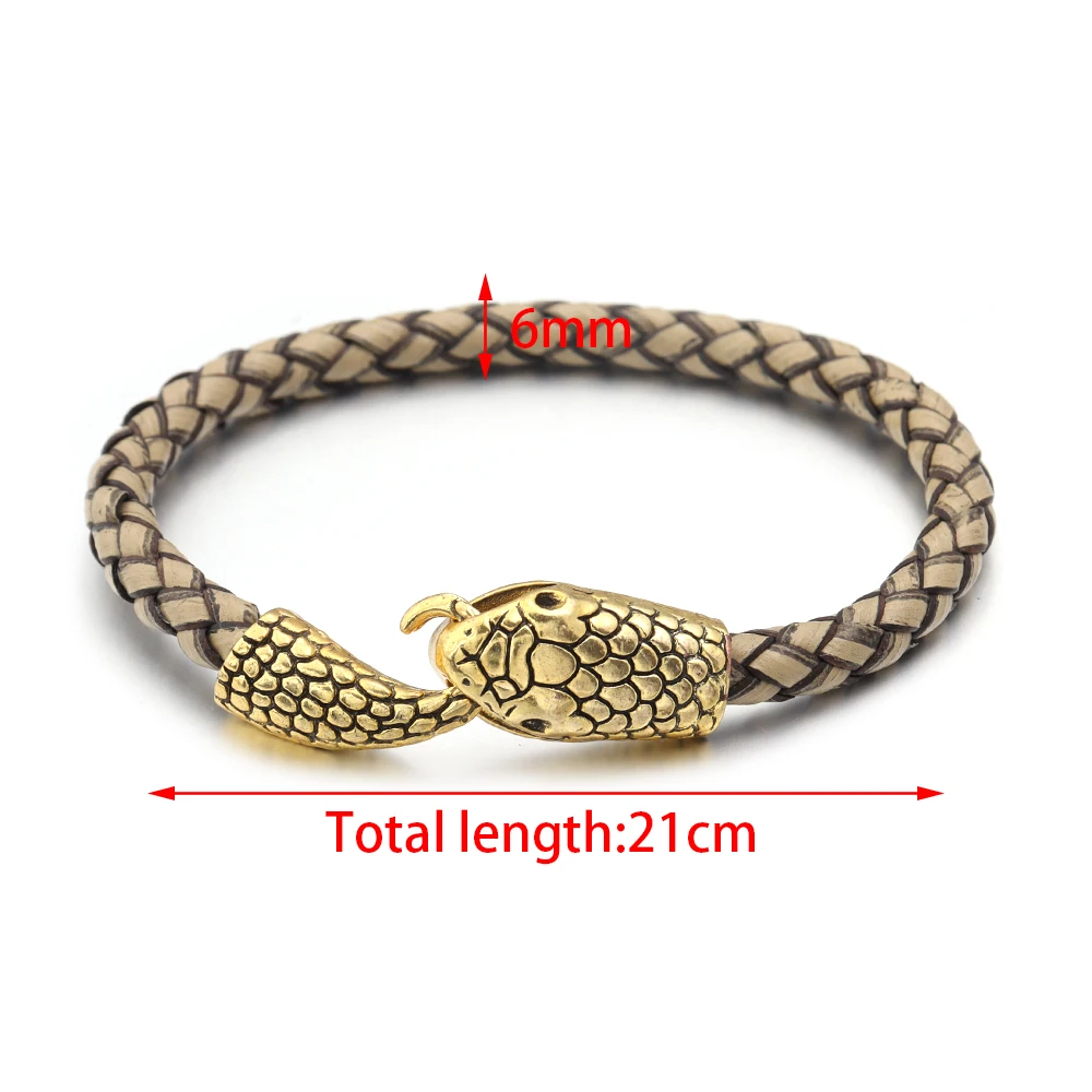 1String Antique Gold Color Snake Head Clasps End Caps Connector For Leather Bracelet DIY Jewelry Making Findings Wholesale