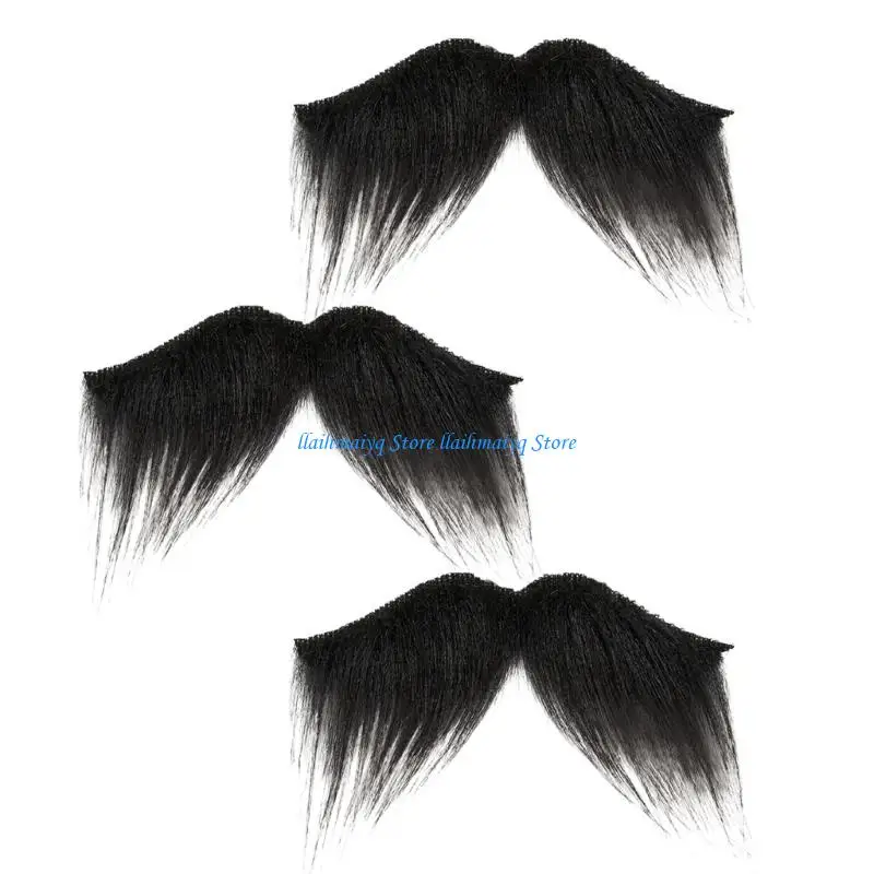 573B 3pcs Lightweight False Mustache For Halloween Party False Beard Role Play Natural Texture Plastic Costume Accessories
