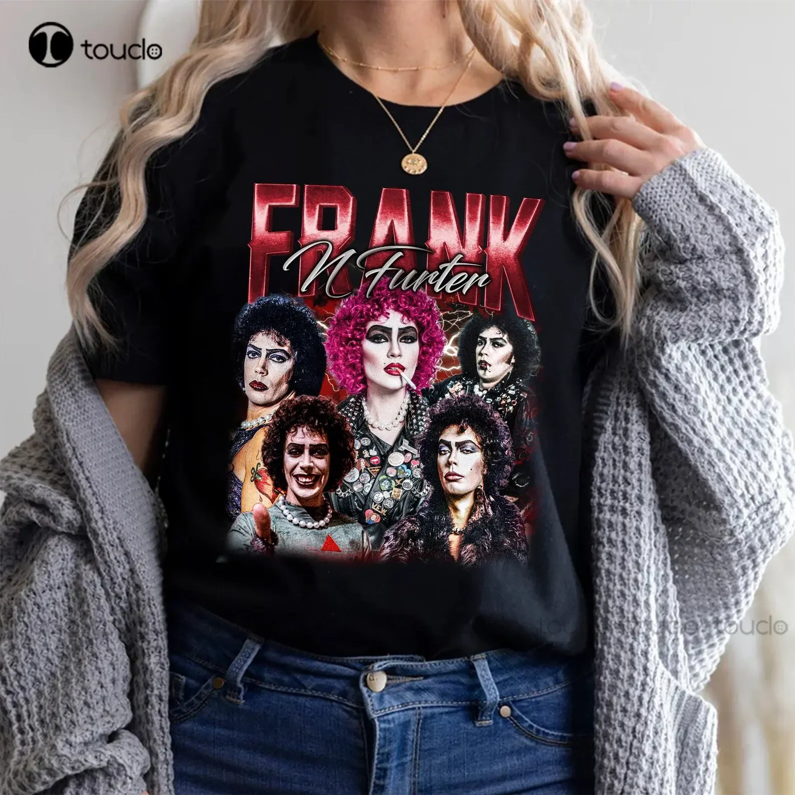 Vintage Frank N Furter T-Shirt Gift For Women And Man Red Shirts For Men Custom Aldult Teen Unisex Digital Printing Tee Shirts