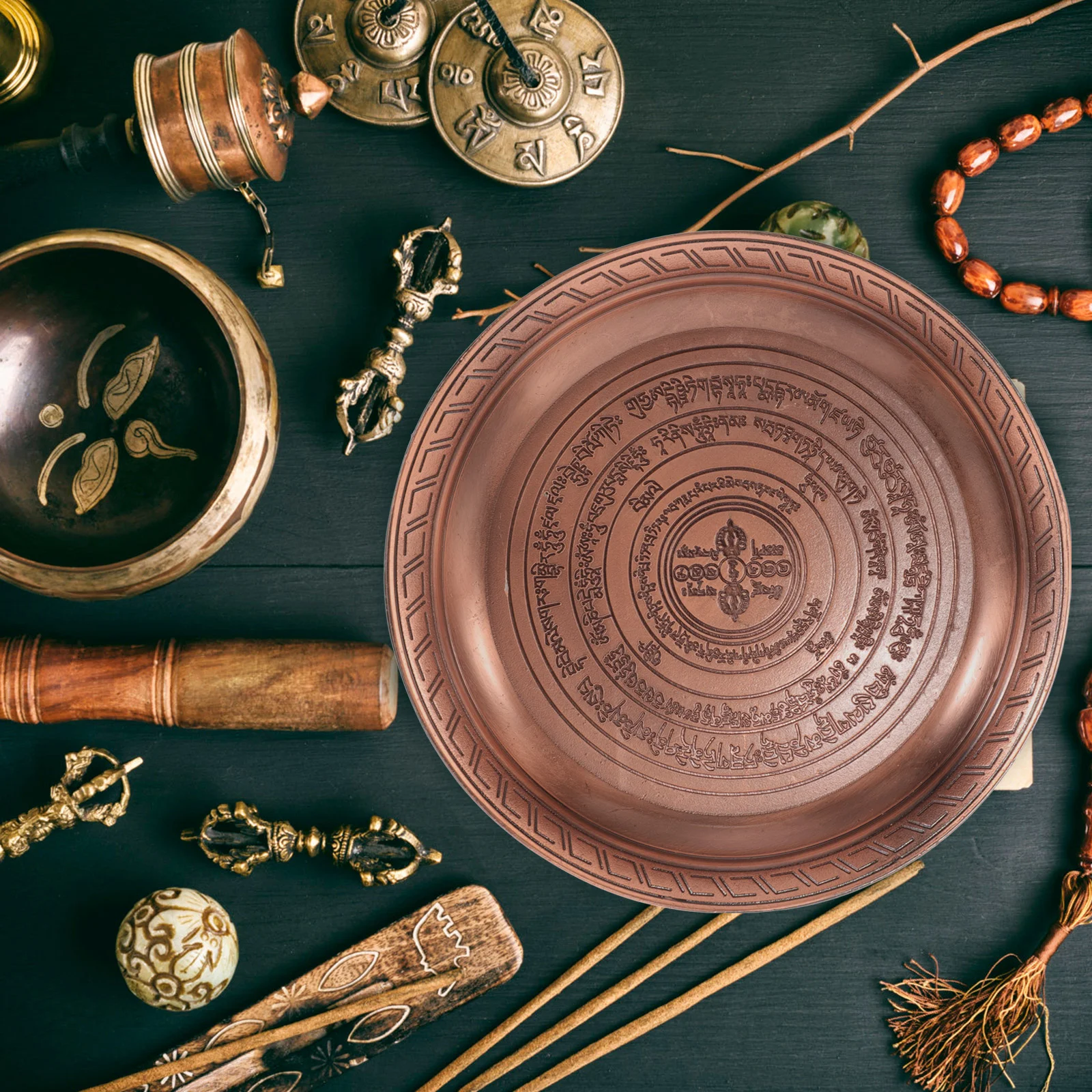 

Cigarette Tray Supplies Temple Incense Ash Vintage Metal Offering Plate Round