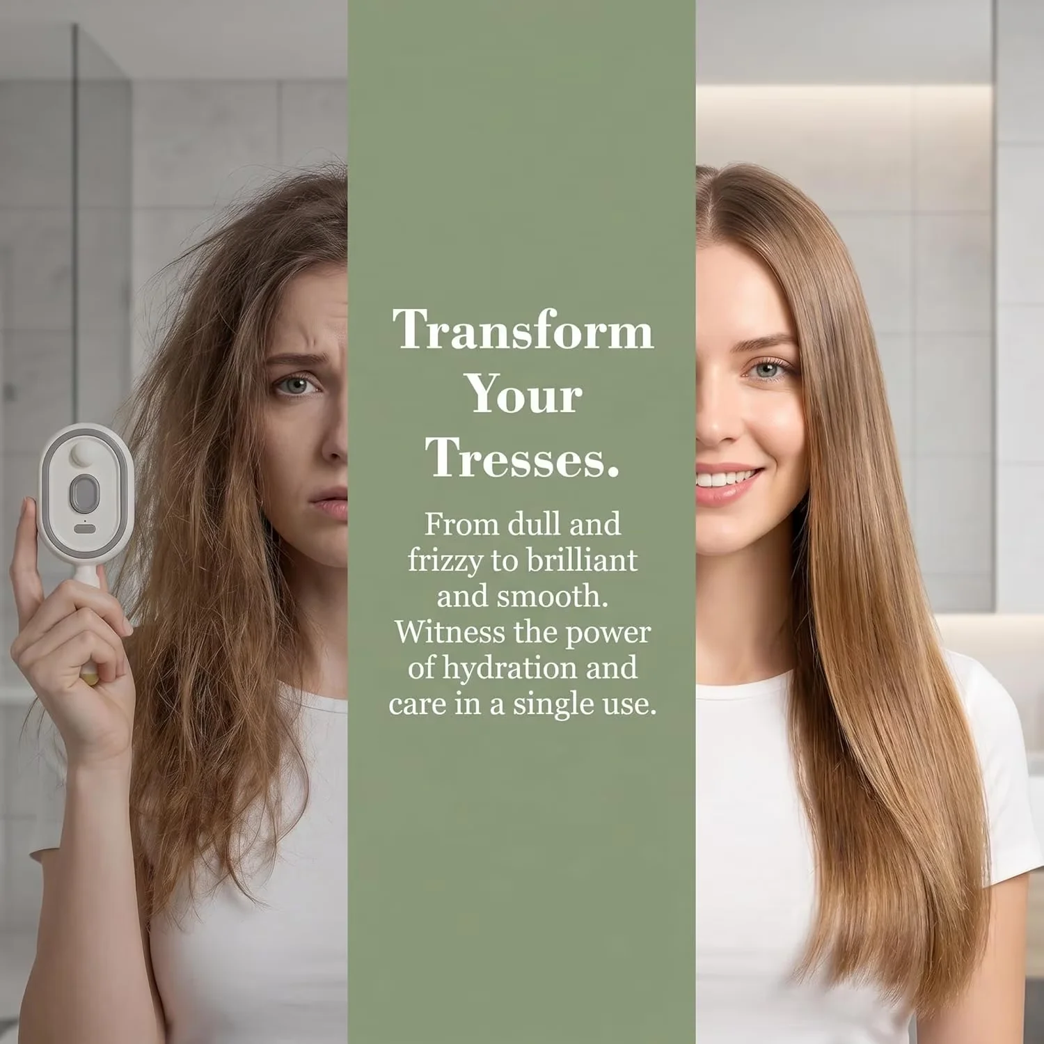 Hair Straightener Brush Scalp Massager with Nano Mist Self Cleaning Electric Hair Detangler Rechargeable Portable Hair Care