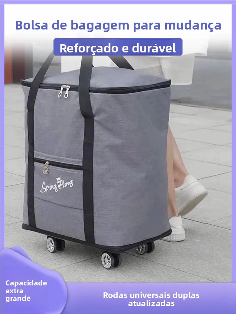 耐久性のある旅行用バッグ-車輪付き-大容量荷物バッグ-学生用-キルト収納バッグ-折りたたみ式-多方向ホイール
