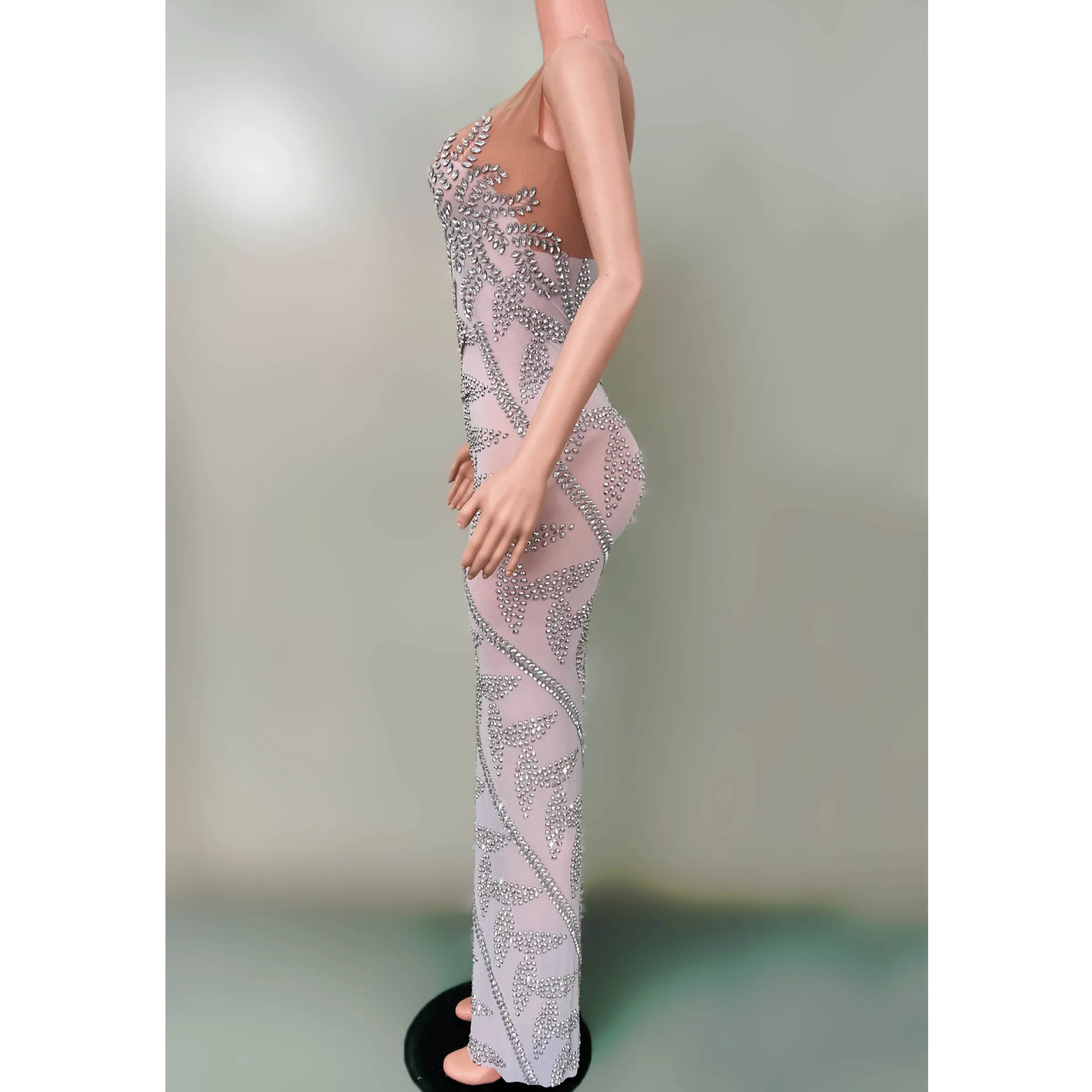 หรูหราประกาย Rhinestone สะโพกชุดผู้ใหญ่รุ่น Catwalk เสื้อผ้าอินเทรนด์ปีใหม่ Party Host Vestido De Festa De Formatura