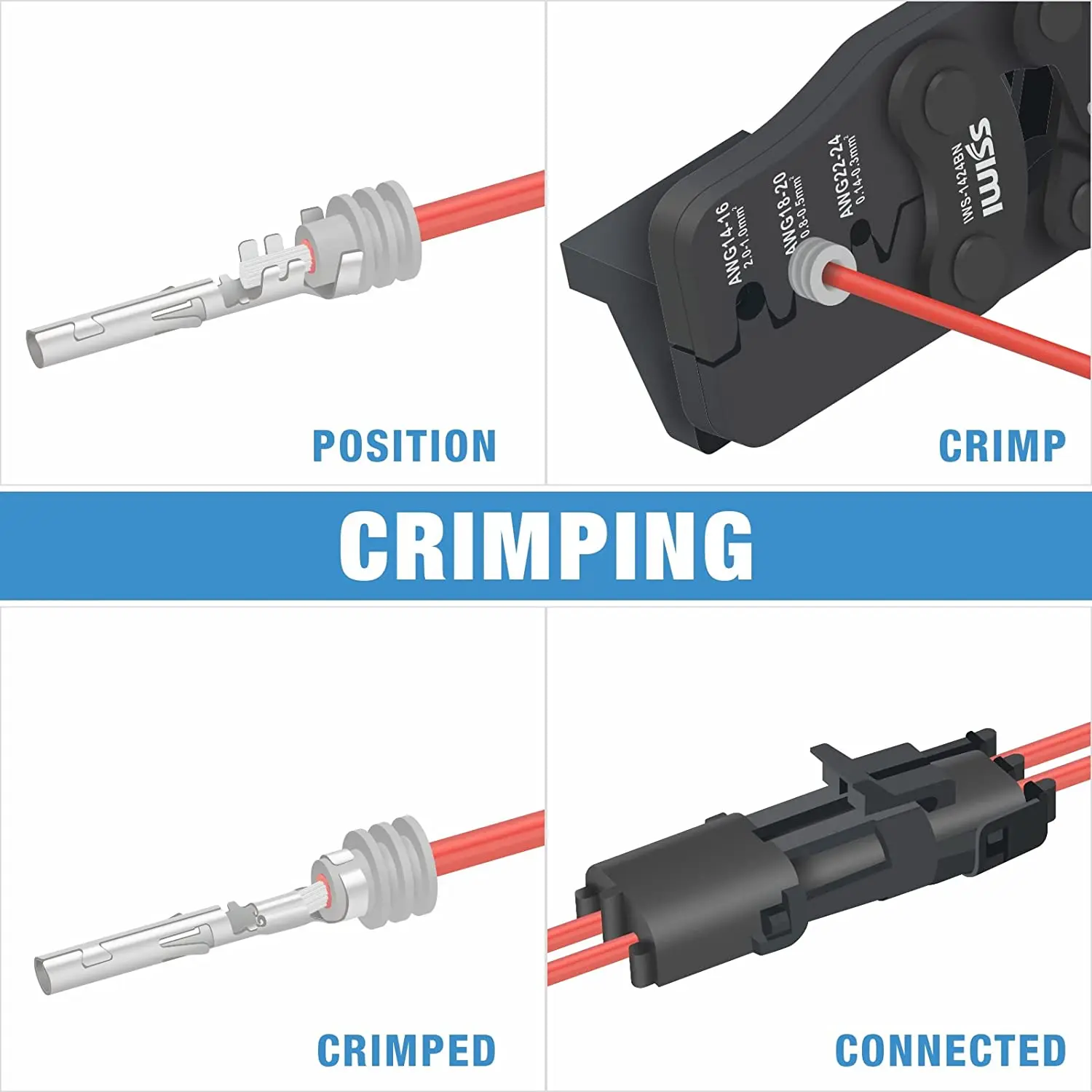 IWS-1424BN Weather Pack Crimping Plier for AWG 24-14 Crimping Delphi APTIV Weather Pack Terminals/Metri-Pack Connectors Crimper
