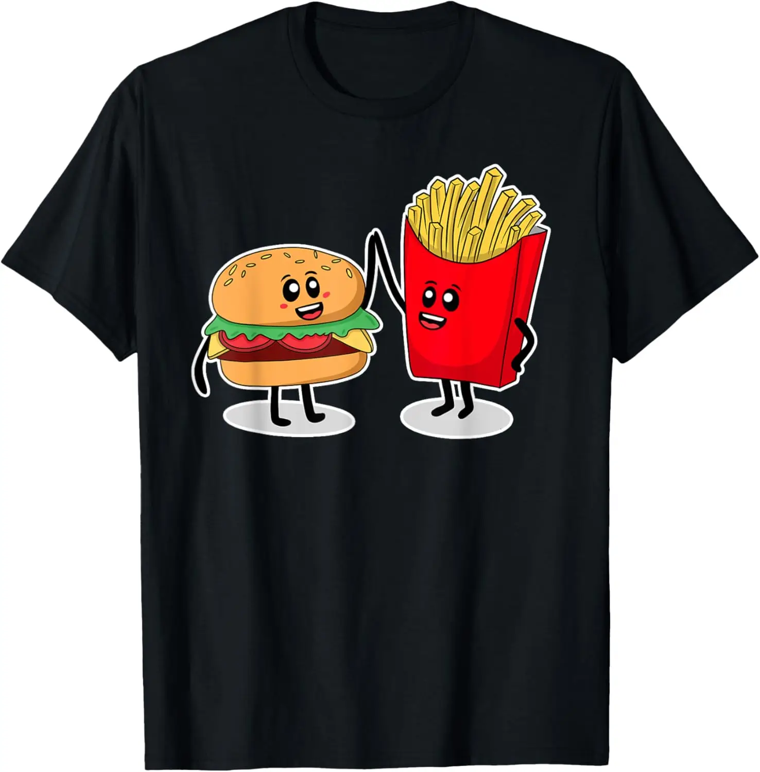 Cute Hamburger Art Men Women Hamburger French Fries Lovers T-Shirt