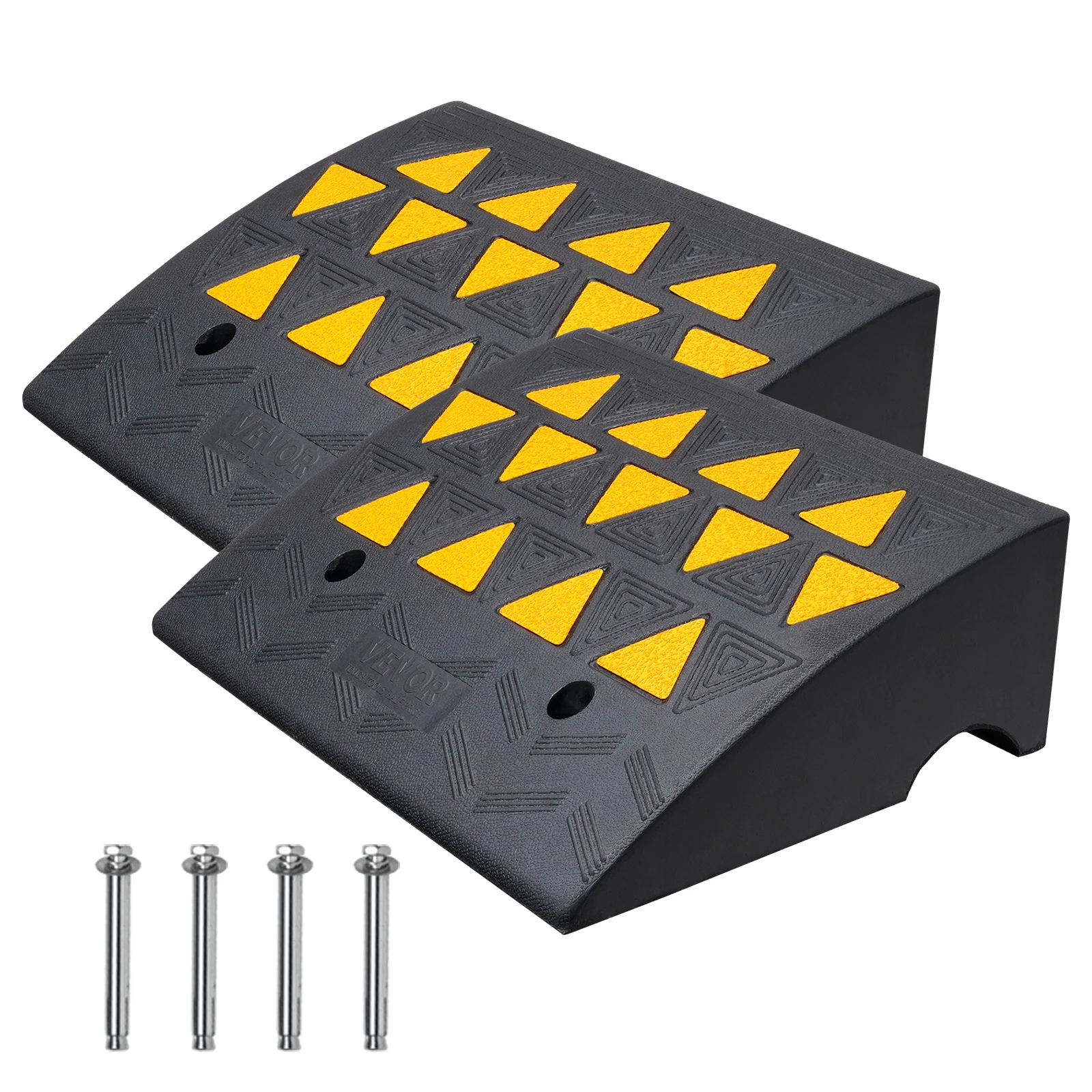 VEVOR-rampa de bordillo de goma para coche, rampa de entrada de umbral resistente con estructura estable para sillas de ruedas y motocicletas, paquete de 1/2