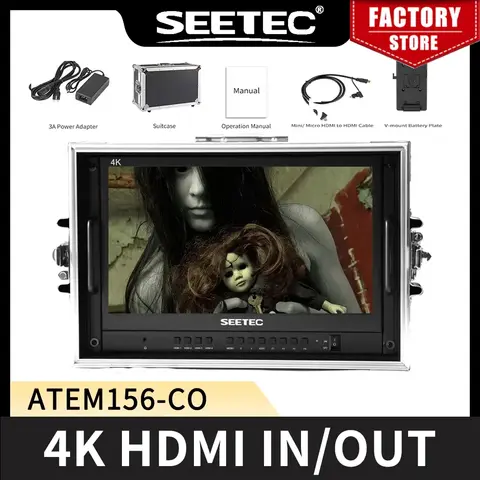 SEETEC 휴대용 라이브 스트리밍 방송 디렉터 모니터, ATEM 미니 믹서 프로용, ATEM156-CO 15.6 인치, 4K HDMI 멀티뷰