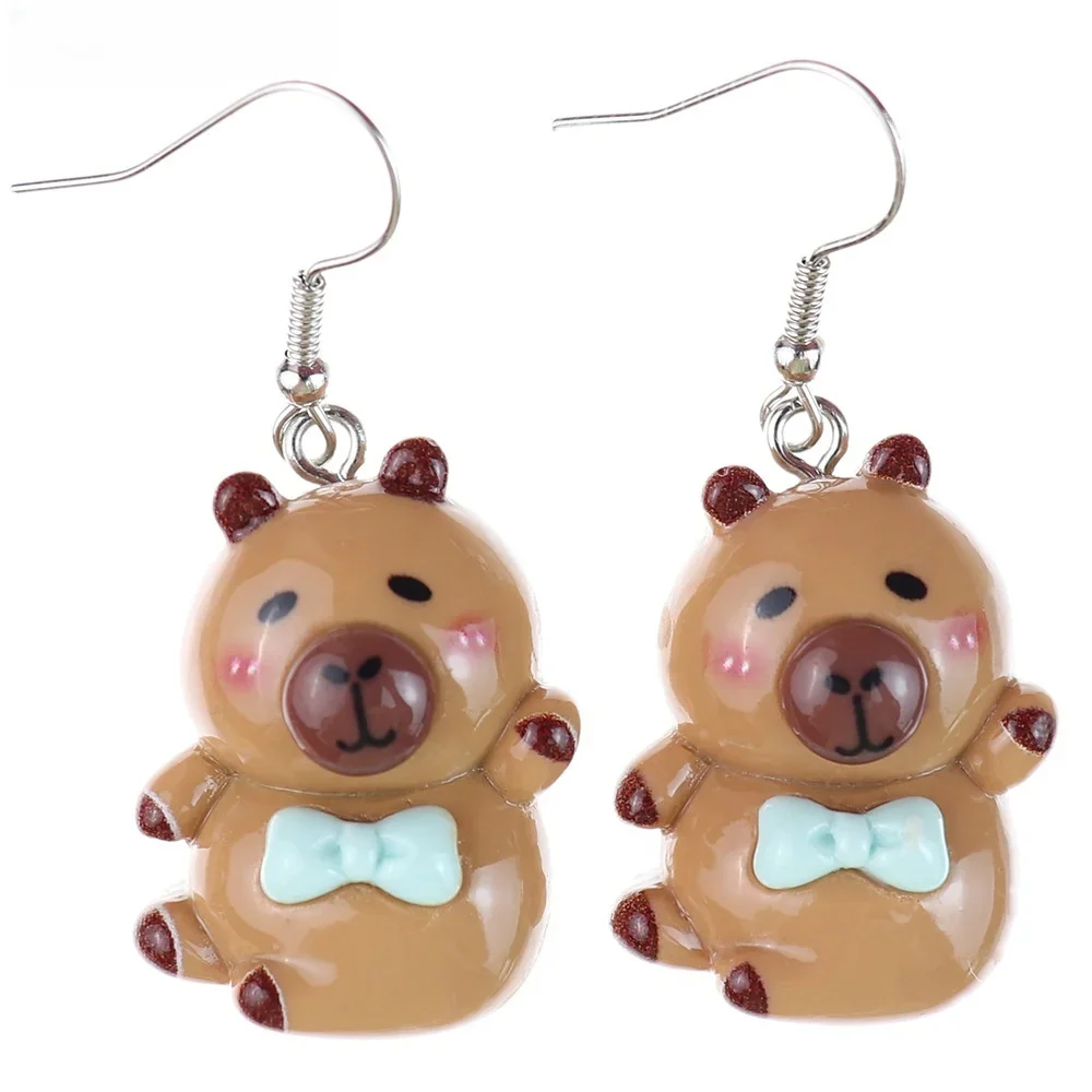 Newest Kawaii Cartoon Capybara Resin Charms Earring Bright Flatback Animal Kapibala Earrings For Personality Trend women Jewelry