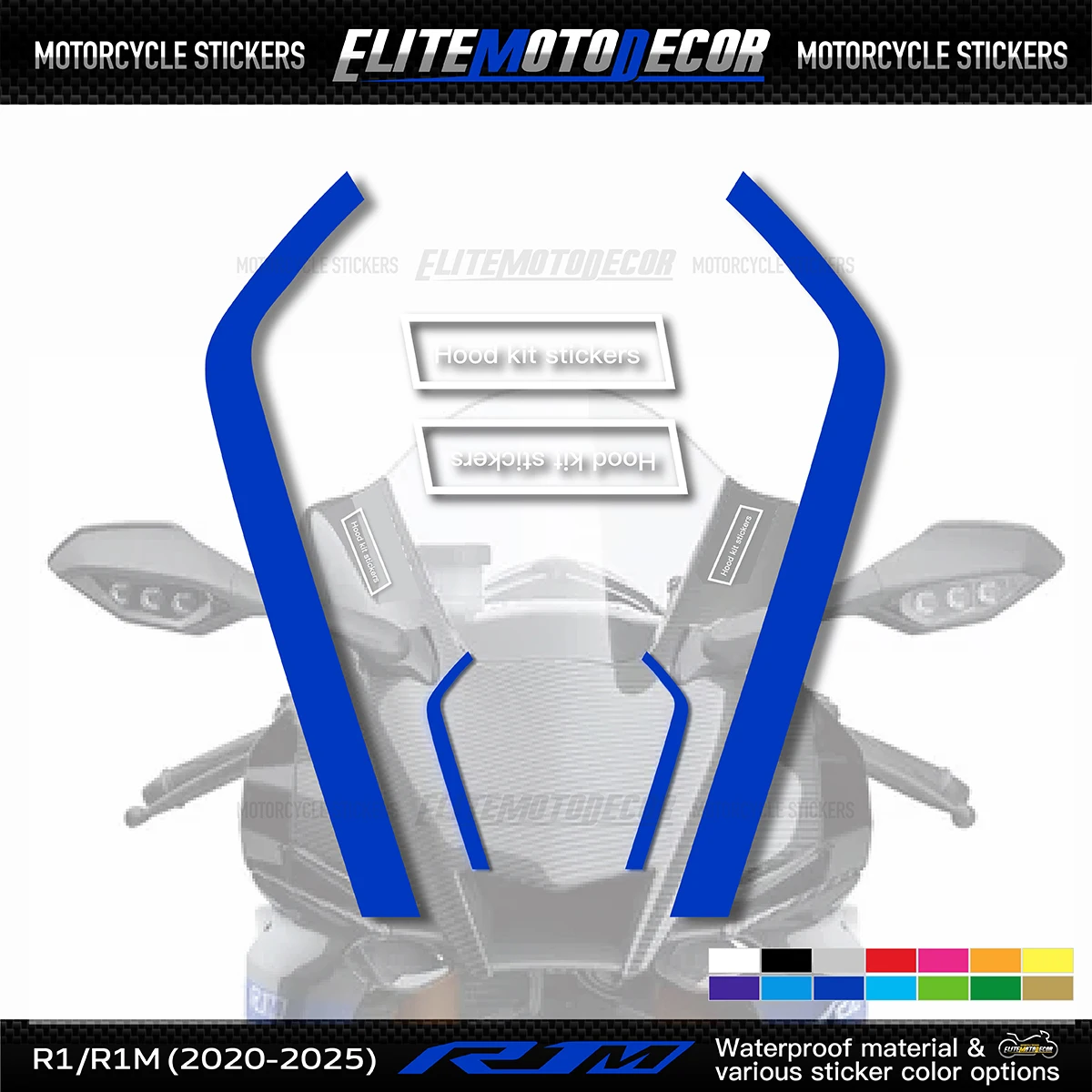 Motorcycle Front Fairing Line Sticker Decal For Yamaha YZF R1 R1M 2020-2025 Headlight Cowl Vinyl Decor