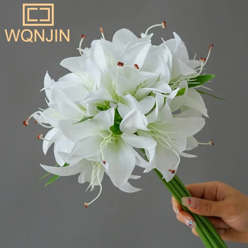 1 Bündel Simulationsblumen 20 Köpfe Lilie für Heimdekoration, Esstisch, Wohnzimmerdekoration, Dekoration, Kunstblumen
