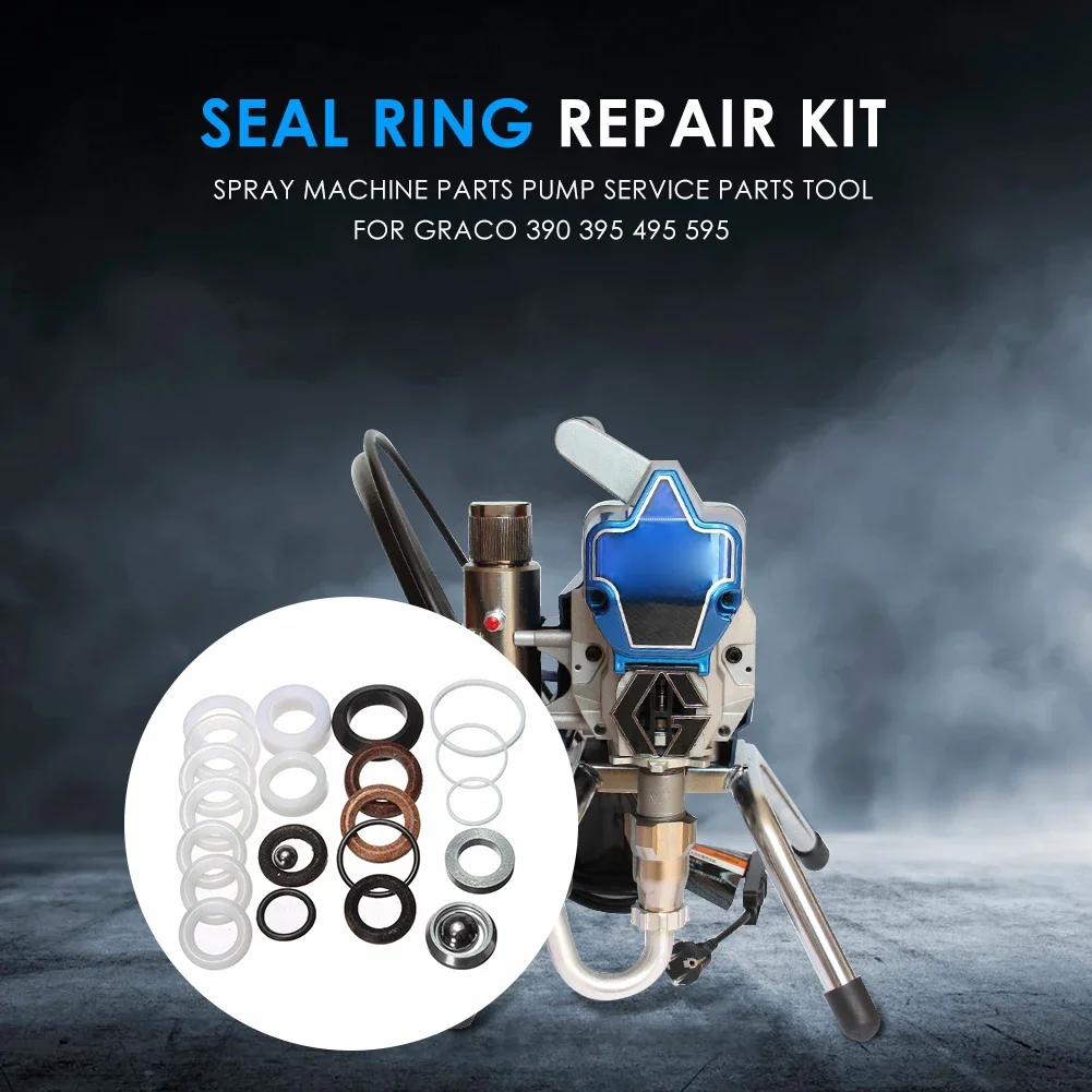 23pcs Paint Sprayer Seal Ring Repair Kit 13mm-29mm  For Graco 390 395 490 495 595 For Paint Sprayer O Rings Gasket Repair Set