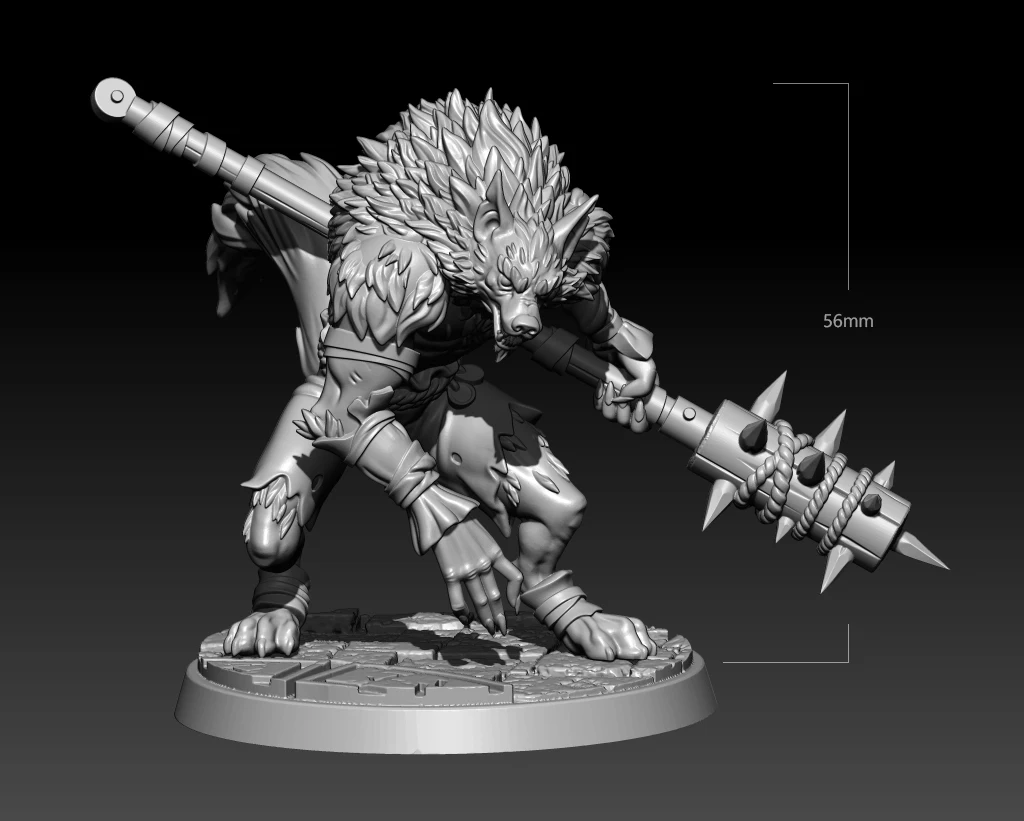 38mm 56mm Resin Model Werewolf Wolf Warrior Figure Sculpture Unpainted No Color DW-043