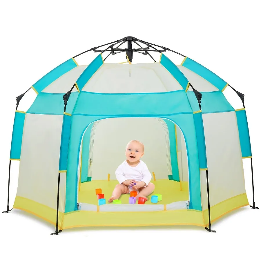 Portable Baby Playpen with Canopy for Indoor and Outdoor Use Foldable Mosquito Net Baby Beach Tent for Infants and Toddlers Lig