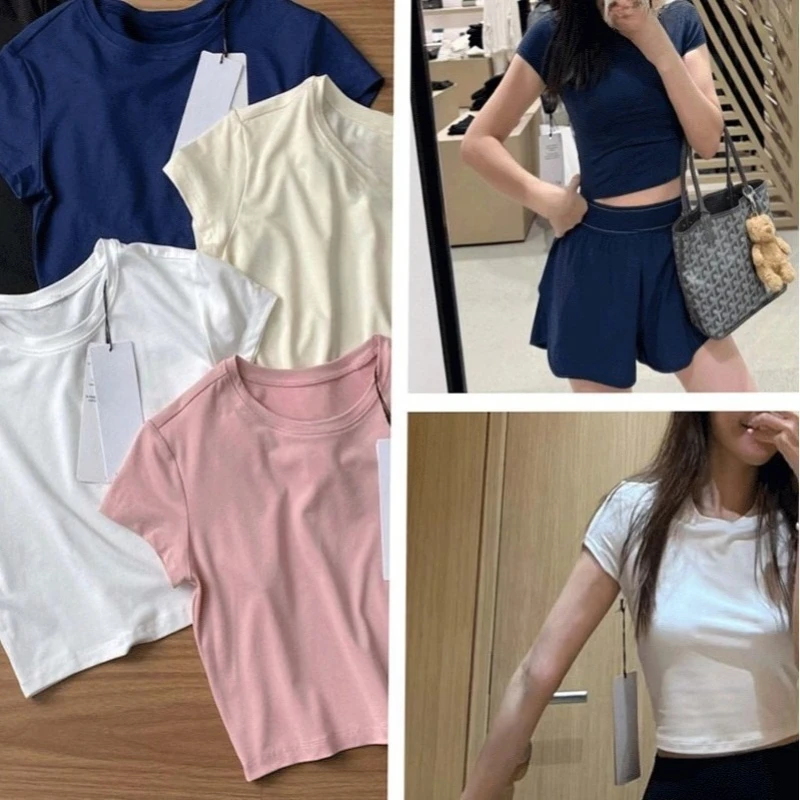 

High Version Sports Training Fitness Yoga Clothes Short-sleeved Blouse T-shirt Summer Women's Short Half-sleeved Open-button Top