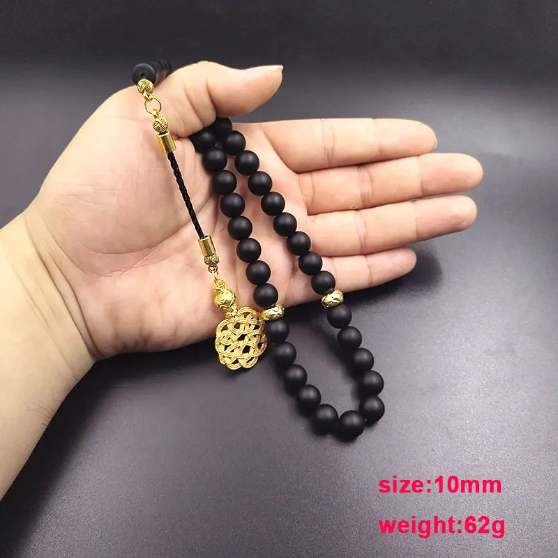 ALBASHAN Tasbih Men Black Matte agates stone muslim prayer beads islamic rosary 33 45 51 66 99 100 beads bracelets misbaha view 3