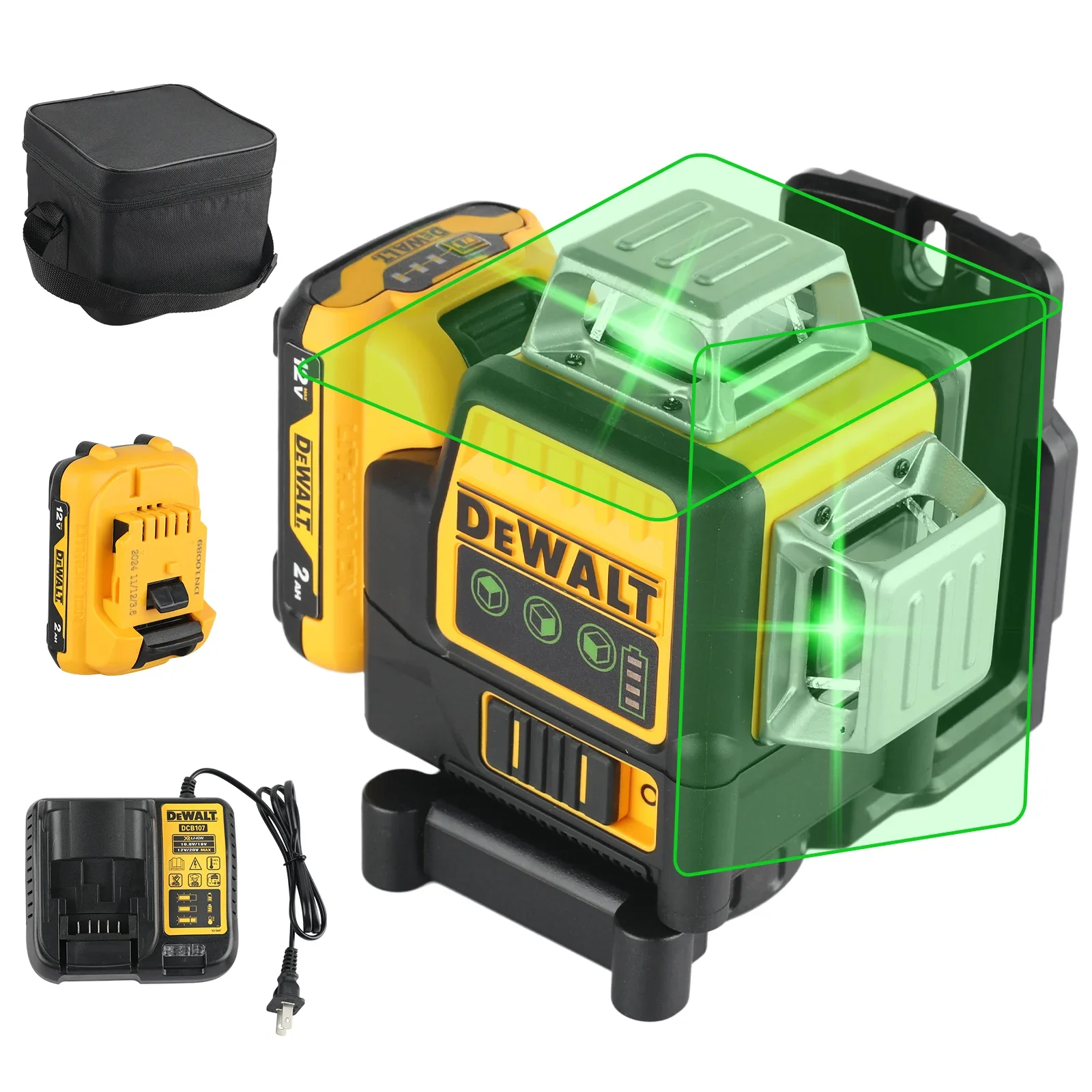 NEWDEWALT DW089LG 12 خط مستوى الليزر 360 مستوى الليزر الذاتي التسوية أفقية وعمودية 12 فولت أداة البطارية عبر الخط