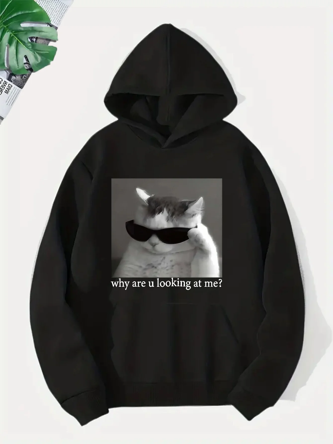 Funny Slogan and Cool Kitten Wearing Sunglasses Print Hoodies Woman Man Autumn and Winter Keep Warm Sweatshirt Ropa Hombre