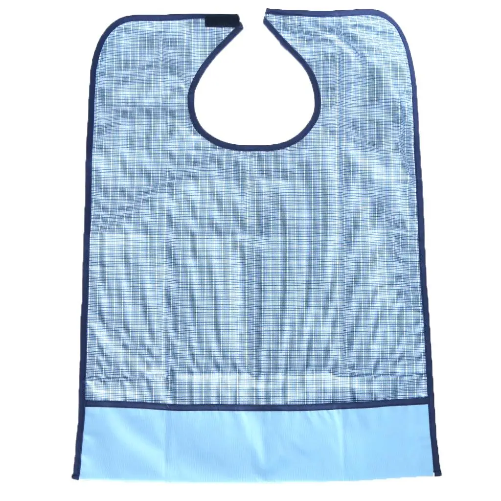 Grande PVC reutilizável adulto Mealtime Bib, Avental protetor com padrão de grade, roupas incapacitáveis, impermeável, 3 cores