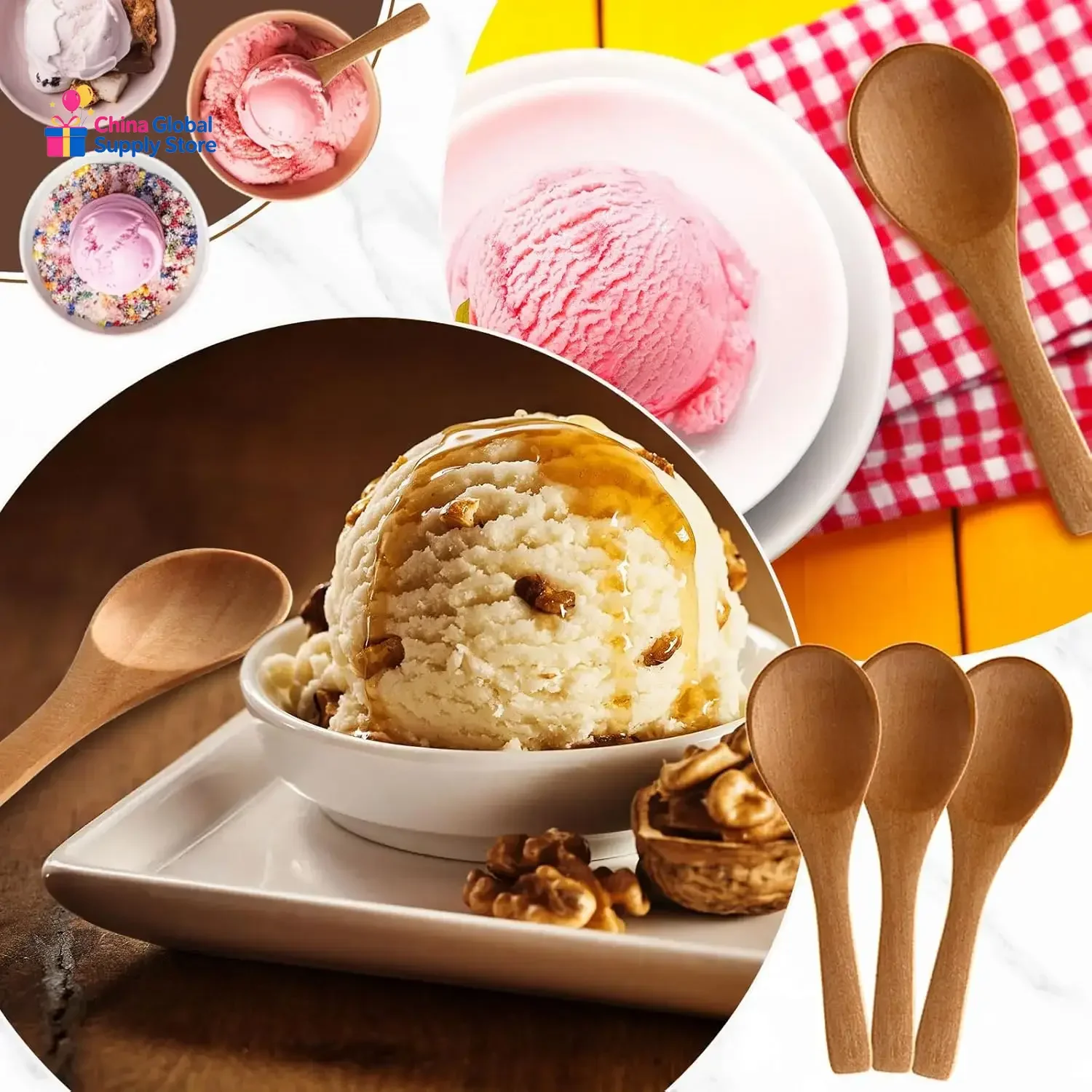 50-300PCS Small Wooden Spoons 3.5''L Mini Wood Spoons Nature Tiny Spoons Little Teaspoons for Honey Jars Creamer Party Favors