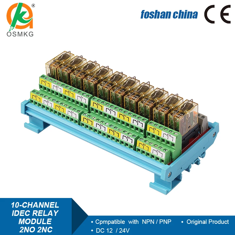 10 Channels 2NO 2NC  Dual Group Relay Module  8A 12V/24V Electromagnetic Relays Relays  for DC Small Motor Cylinder