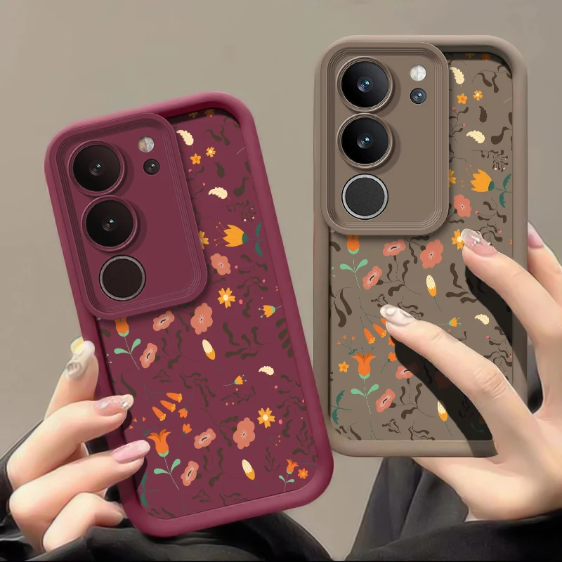 

Shockproof Matte Phone Case For Vivo Y400 Pro Y300 Y200 Y100 Y89 Y81I Y53S Y52 Y51A Y50 Y77 Y76S Y72 Print Flower Floral Coverr