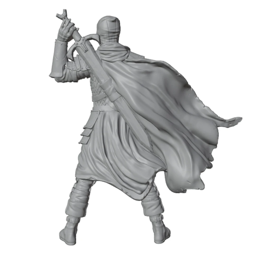 1/24 7.5cm Masked Cloak Wandering Swordman, Masked Ranger holding two swords, GK Mini 3D printed gray model doll, not colored
