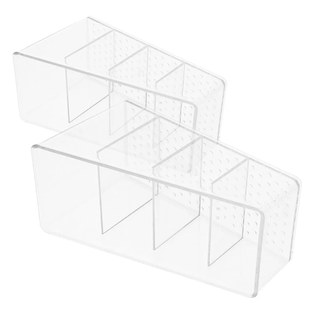 

2 шт., органайзер для хранения, 4 отделения, прозрачный держатель для кофе, кухонный контейнер для хранения, компактный пластиковый держатель для чайных пакетиков