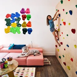 10pcs/set Rock Climbing Holds Wood Wall Kids Climbing Stones Toys Playground Game Hand Feet Hold Grip Kit Hand Feet Holds