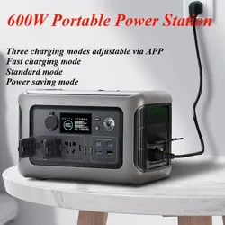 600W Portable Power Station 299Wh Pure Sine Wave AC Outlet LiFePO4 Battery Outdoor Emergency Mobile Power Bank with  for Camping