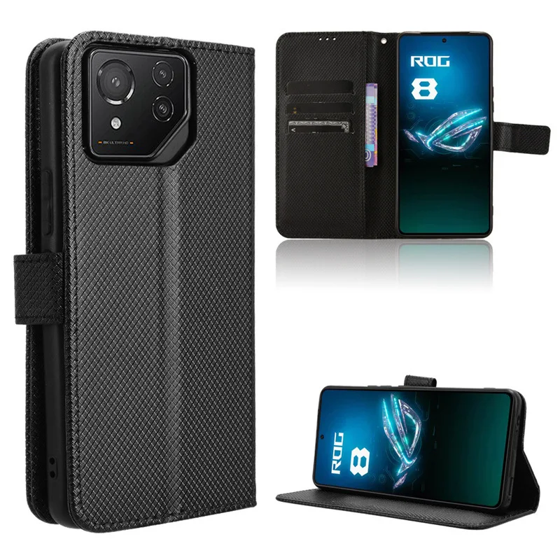 Asus Rog Phone 9 8 Pro 마그네틱 북 커버 홀더 용 가죽 플립 지갑 케이스 Luxury Phone Fundas Shell Coque Capa