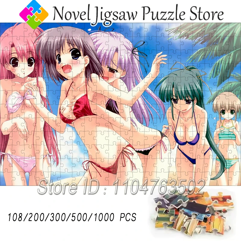 انمي ياباني فتاة بازل قطع 108/200/300/500/1000 قطع ورقة الألغاز الخشبية الكبار اليدوية الإبداعية هدية ديكور المنزل