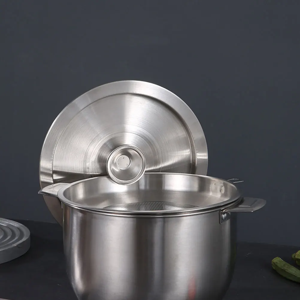 

Stainless Steel Pot Lid Dust Proof Cover for Grease Container Fits Various Sizes Bowls Pans Reusable Metal Oil Pot Cover