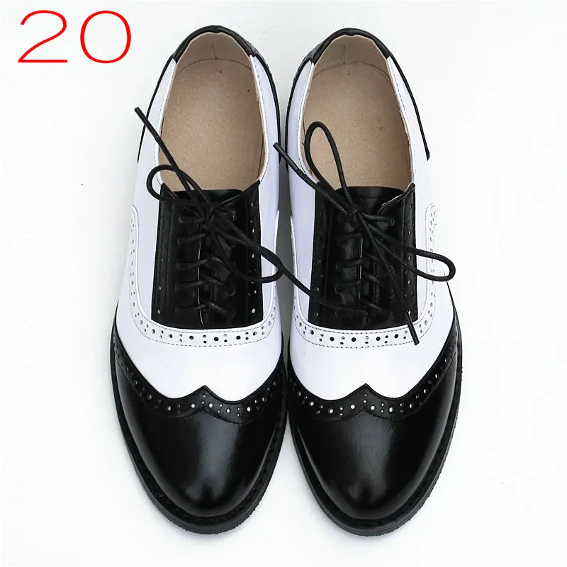 British College Style Brogue Oxford Women\'s Shoes Plus Size 33-46 Flat Shoes Custom Genuine Leather Women\'s Leisure Single Shoes