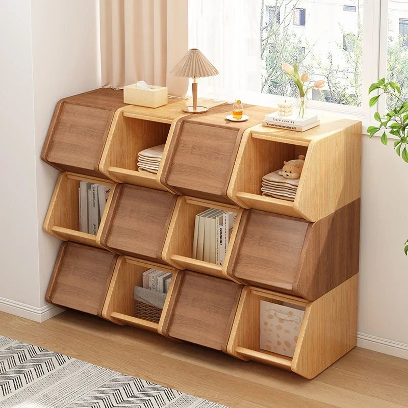 

Japanese solid wood storage cabinet can be stacked with toy snack locker, living room corner against the wall