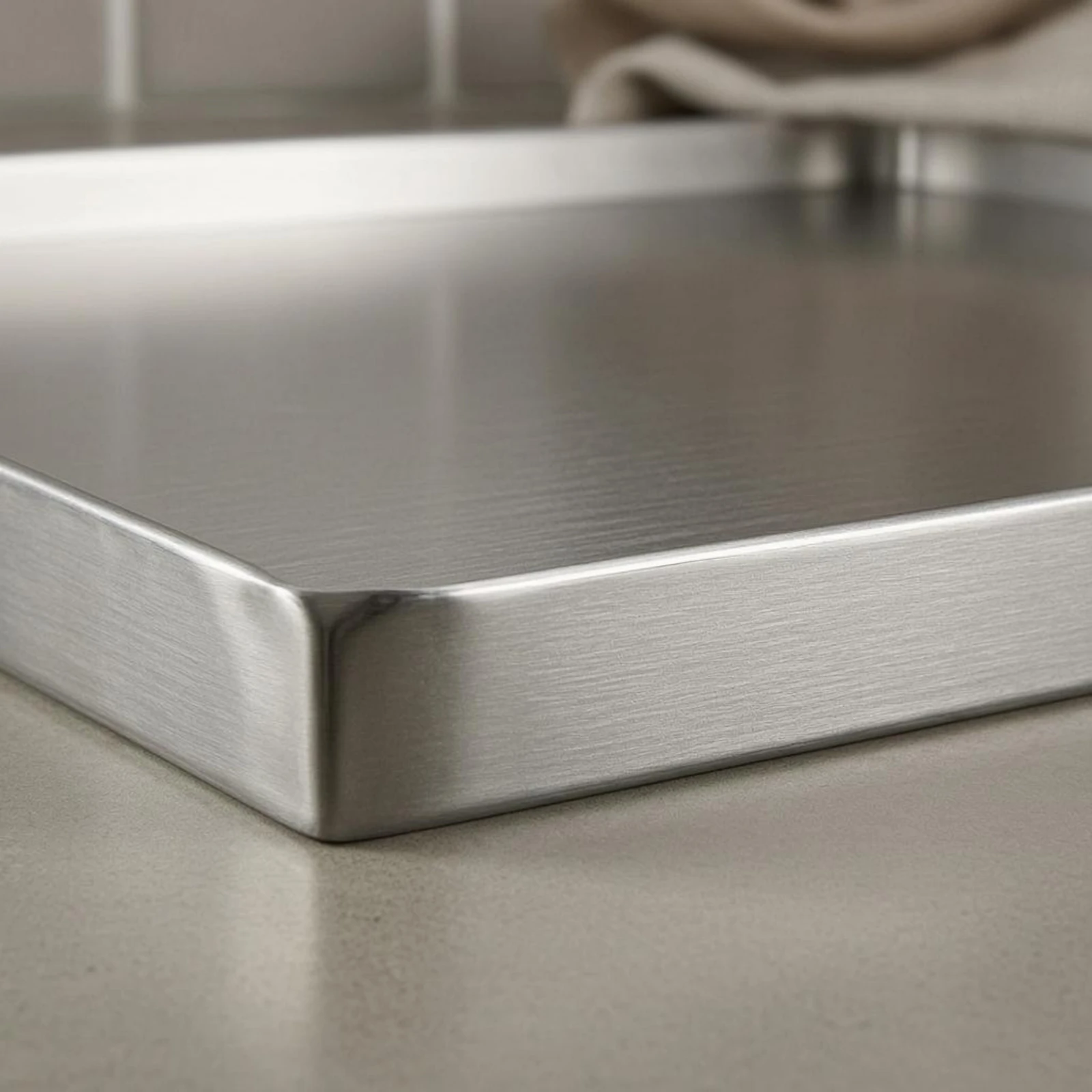 

Stainless Steel Prep Board Raised Edges Countertop Prep Board Sturdy Nonabsorbent