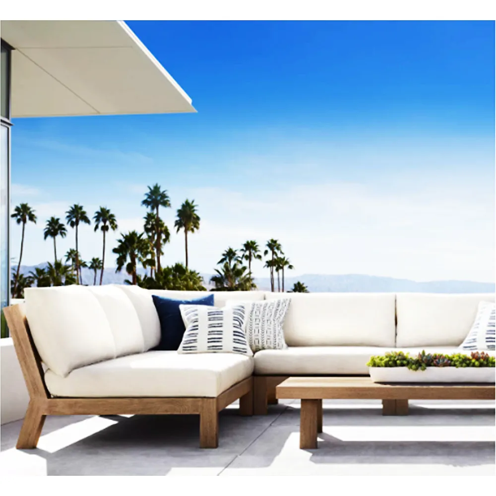 Outdoor Suit L Shape Teak Sofa Set Patio Outdoor Modern Furniture Sets Garden Wooden Sofa