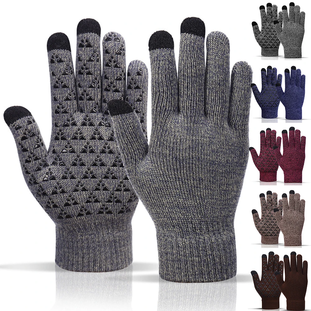 Knitted Touchscreen Gloves for Autumn Winter Warm Anti-slip for Riding Driving Running Adult Men Women Winter Windproof Gloves