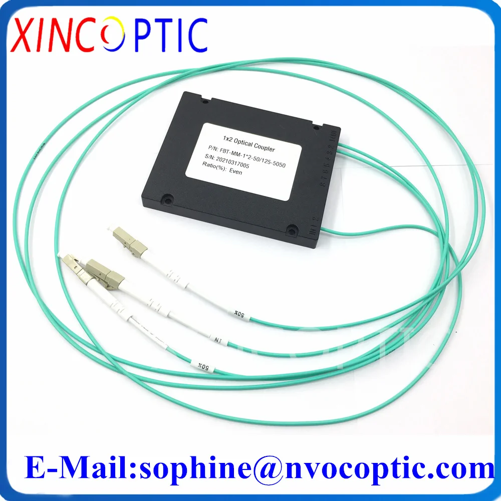 850nm 50/125 MM OM3 50/50 LC/ST/FC/SC 1x2 FBT Coupler 1*2 Multimode Fiber Optic Splitter,100*80*10mm,3.0mm