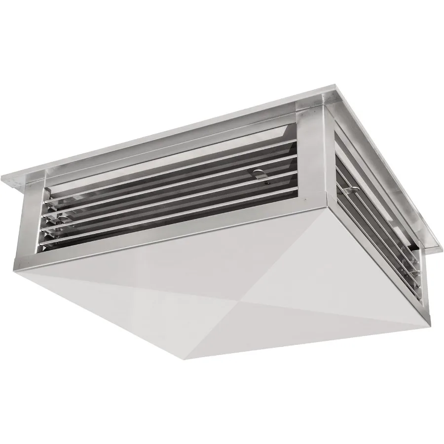 16ステンレス鋼製4方向調整可能エアディフューザー、蒸発式スワンプクーラー用、18 x 18インチ取り付けエッジ、シルバー仕上げ、最適化