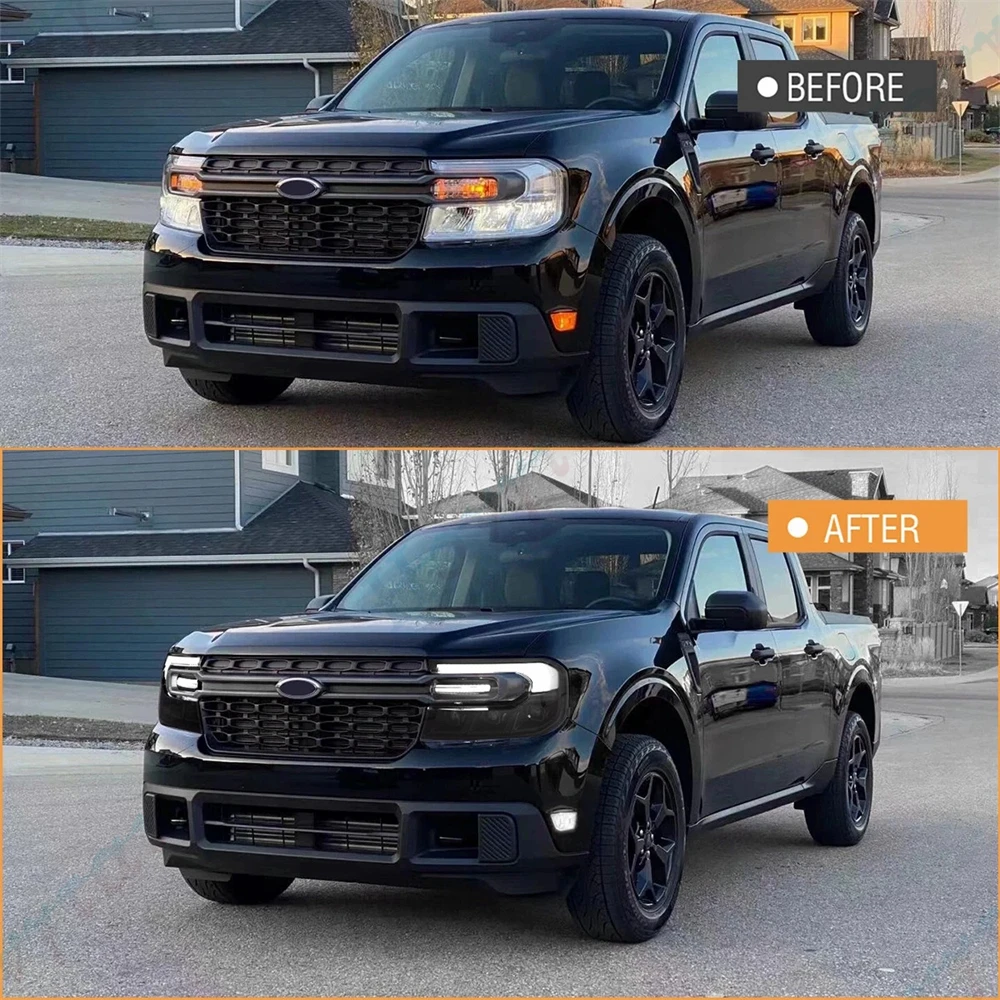 Pair LED Headlights For 2022-2023 2024 Ford Maverick XLT XL Lariat Pickup LED Headlamps Front Lights Turn Signal DRL Head Lamp