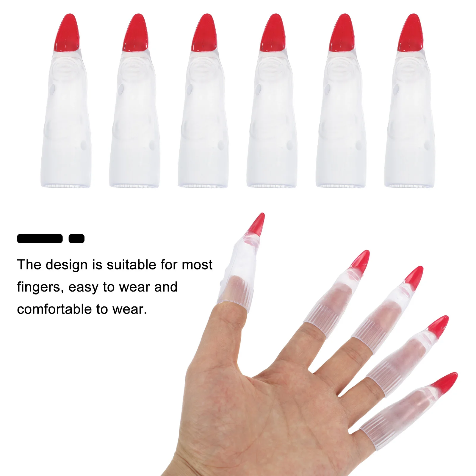 24 قطعة أظافر أصابع وهمية للهالوين يغطي دعائم مزحة مخيفة للحفلات التنكرية الساحرة الكسول أظافر طويلة لعب الأدوار حفلة تنكرية #5