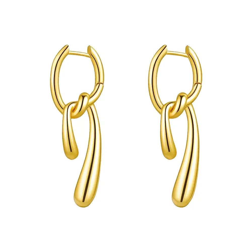 

Aretes De Mujer Irregular Twisted Water Droplet Earrings For Women's Brass 18K Plated Gold High Street Fashion Jewelry Gift