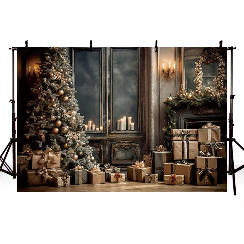 Mehofond Photography Background Winter Retro Christmas Indoor Xmas Tree Gifts Kids Family Portrait Decor Photo Backdrop Studio